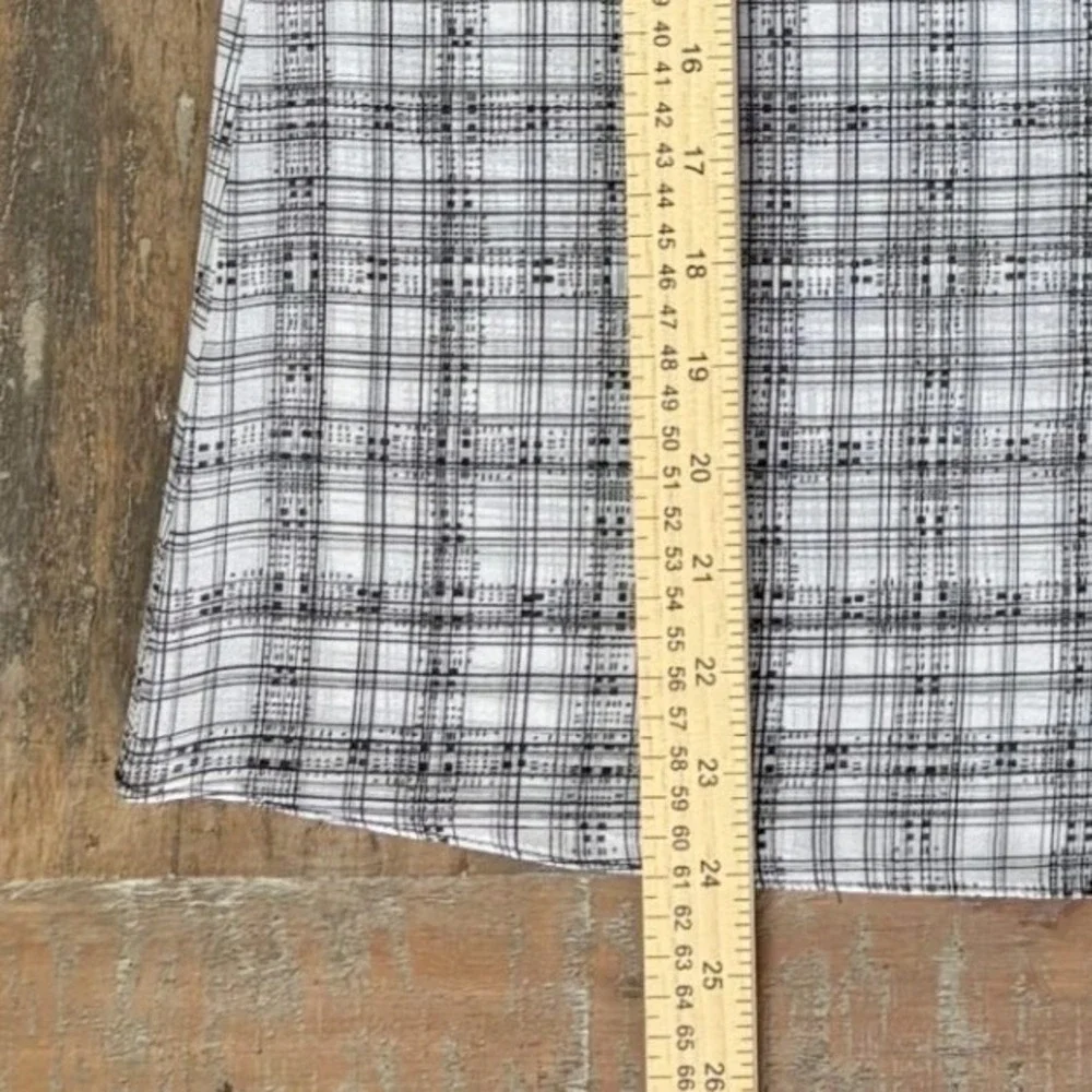 Cabi Sheer Fairy Goth Black White Grid V-Neck Tiered Flutter Sleeve Blouse XS - Picture 5 of 9